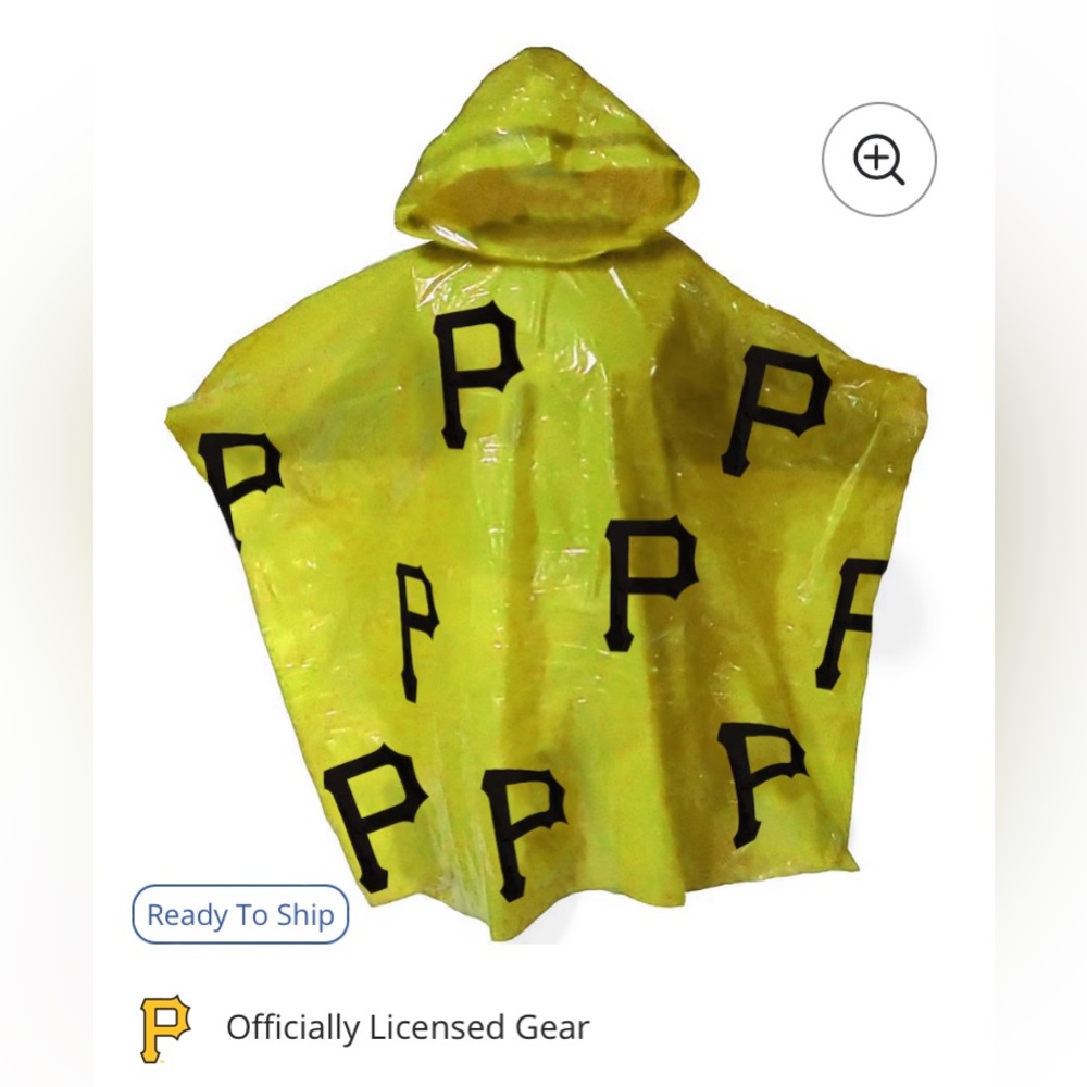 NWT Pittsburgh Pirates WinCraft Logo Rain Poncho, officially licensed,pvc-free